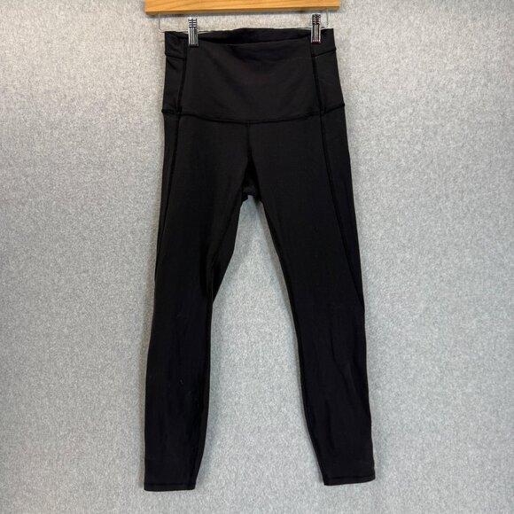 Lululemon Black Crop‎ Leggings Criss Cross Pure Practice Pant High Waist Size 6 - Picture 2 of 16